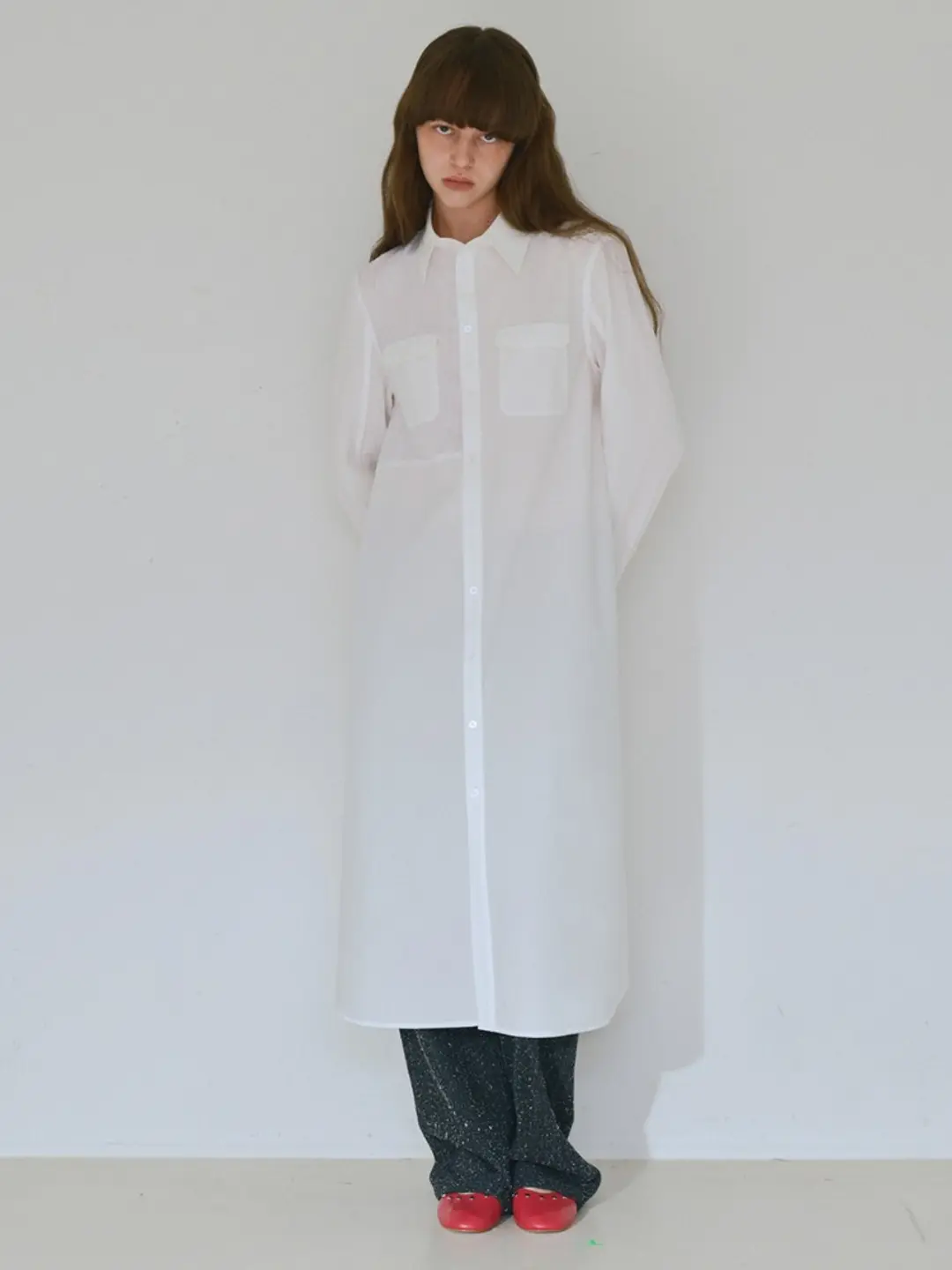 밀로 우먼 Layer Cotton Long Shirts [White] 상품 이미지 2