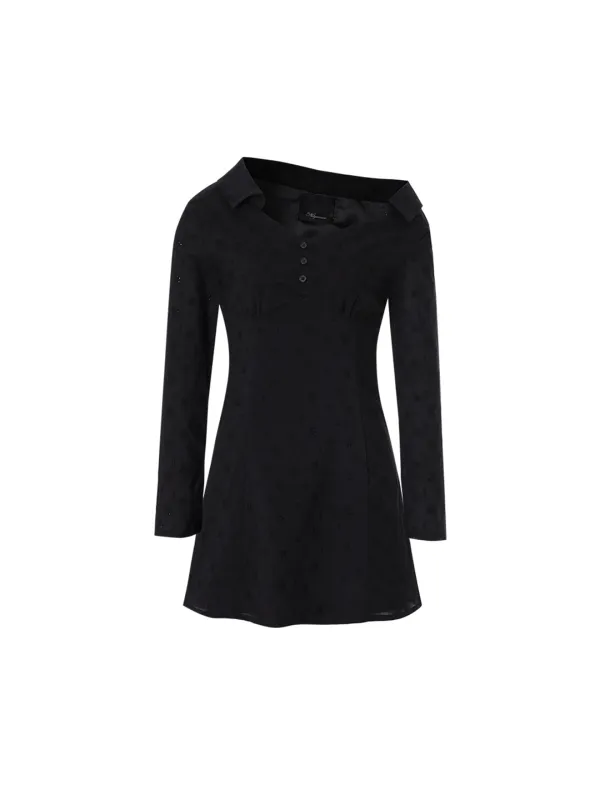 One-shoulder shirts dress (Black)