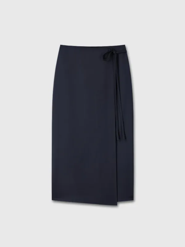 (W) WOOL WRAP MIDI-SKIRT_ DARK NAVY