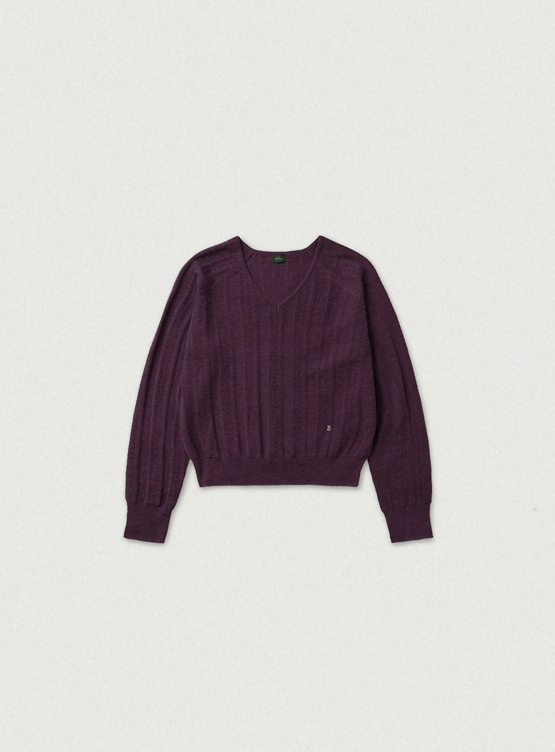 더바넷 Veil Mohair Pointelle V-neck Knit_Deep Purple 상품 이미지 1