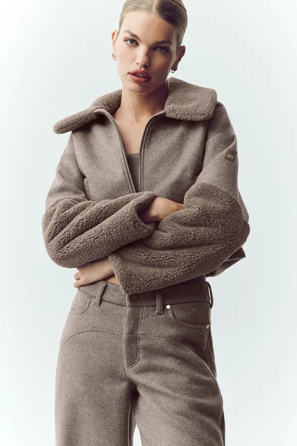 Wool Blend Nightfall Bomber - Alpine Cocoa Heather