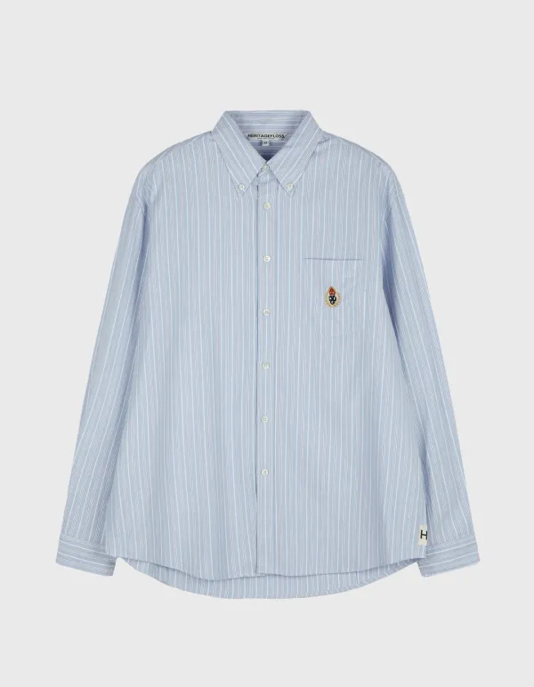 CREST WASHED STRIPE OXFORD SHIRT / Blue