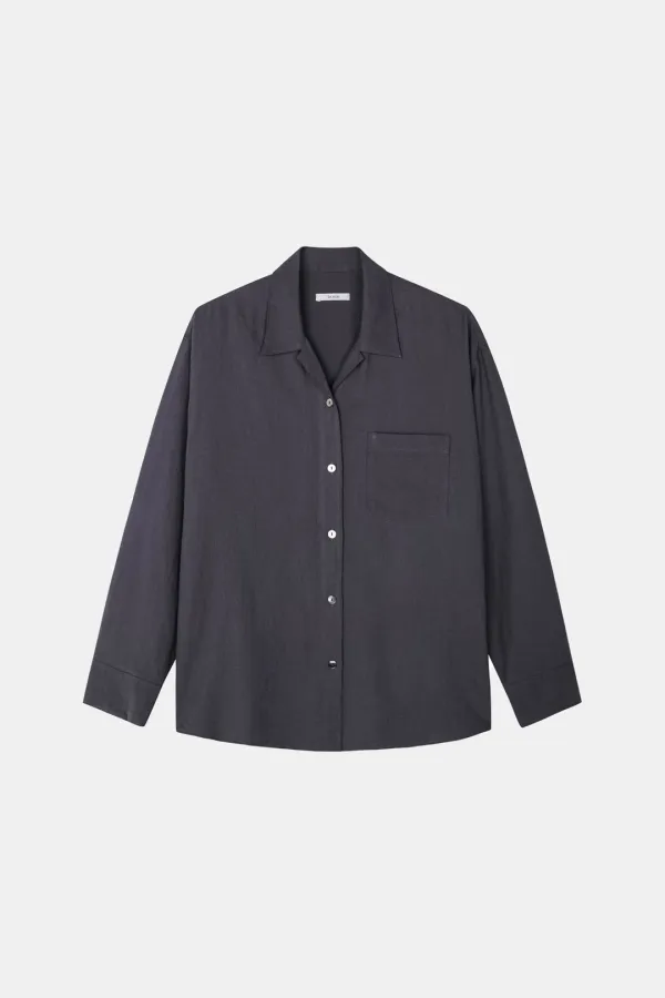 Linen Cabana Shirt Jacket in Charcoal