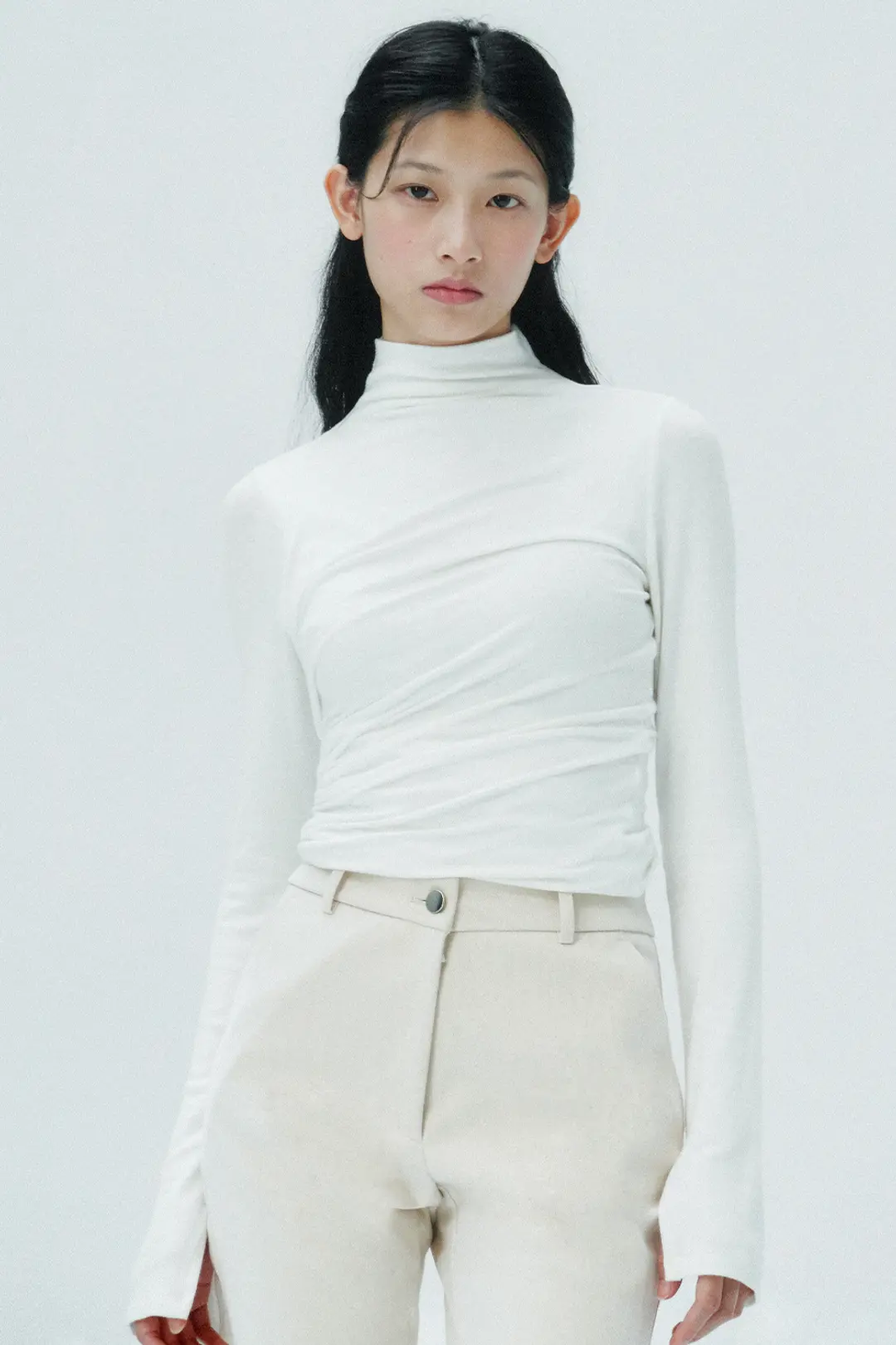 더티스 TURTLE NECK SHIRRING T SHIRTS (IVORY) 상품 이미지 2