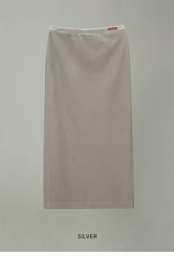 VELVET LONG SKIRT_SILVER