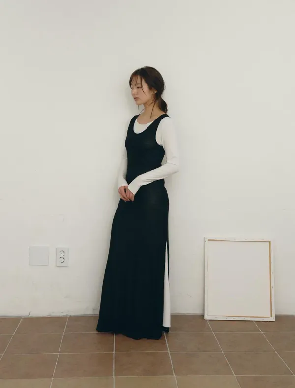 LAYERED MAXI DRESS [BLACK]