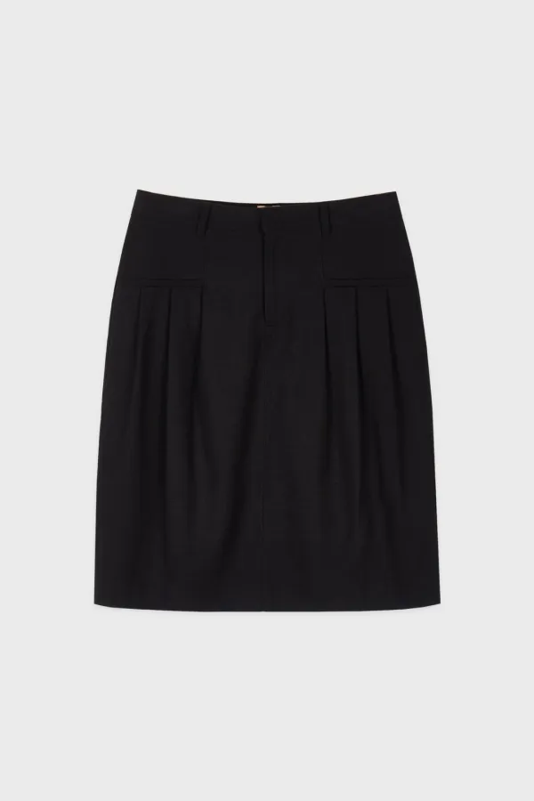 Pintuck Midi Skirt (Black)