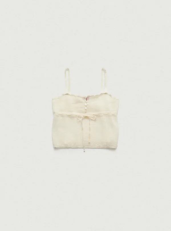 Plery Lace Knit Sleeveless Top_Ivory