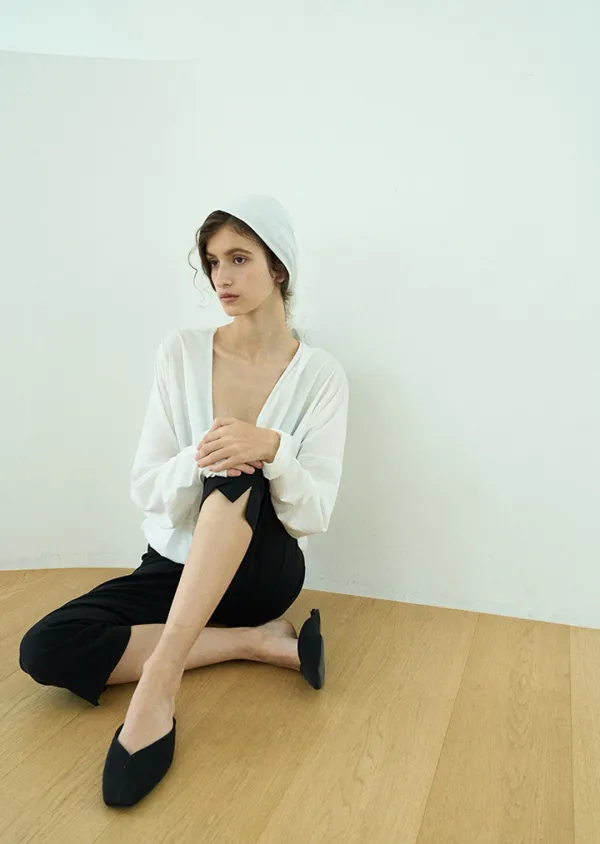 (2ND RE-ORDER) Drape sheer top / White