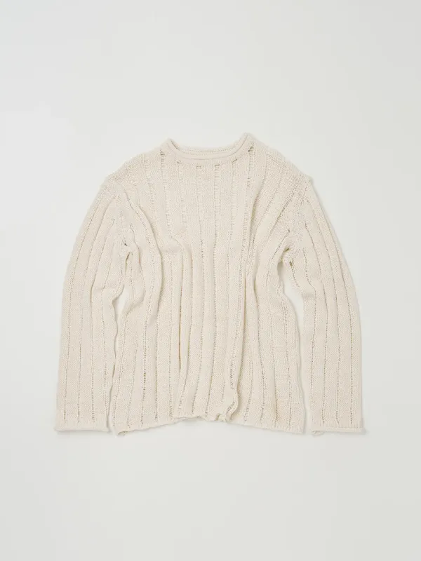 OVERSIZED TAPE YARN SWEATER IN IVORY