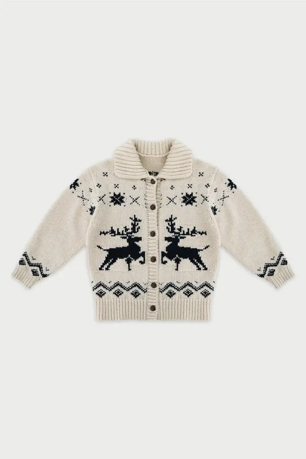 Deer cowichan cardigan_beige
