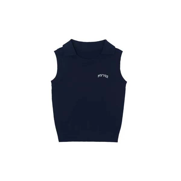 Giant Smiley Sleeveless Knit Top (ocean navy)