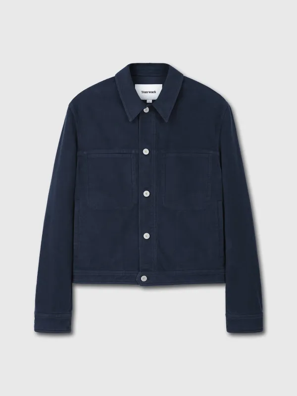 MOLESKIN COTTON TRUCKER JACKET_ NAVY