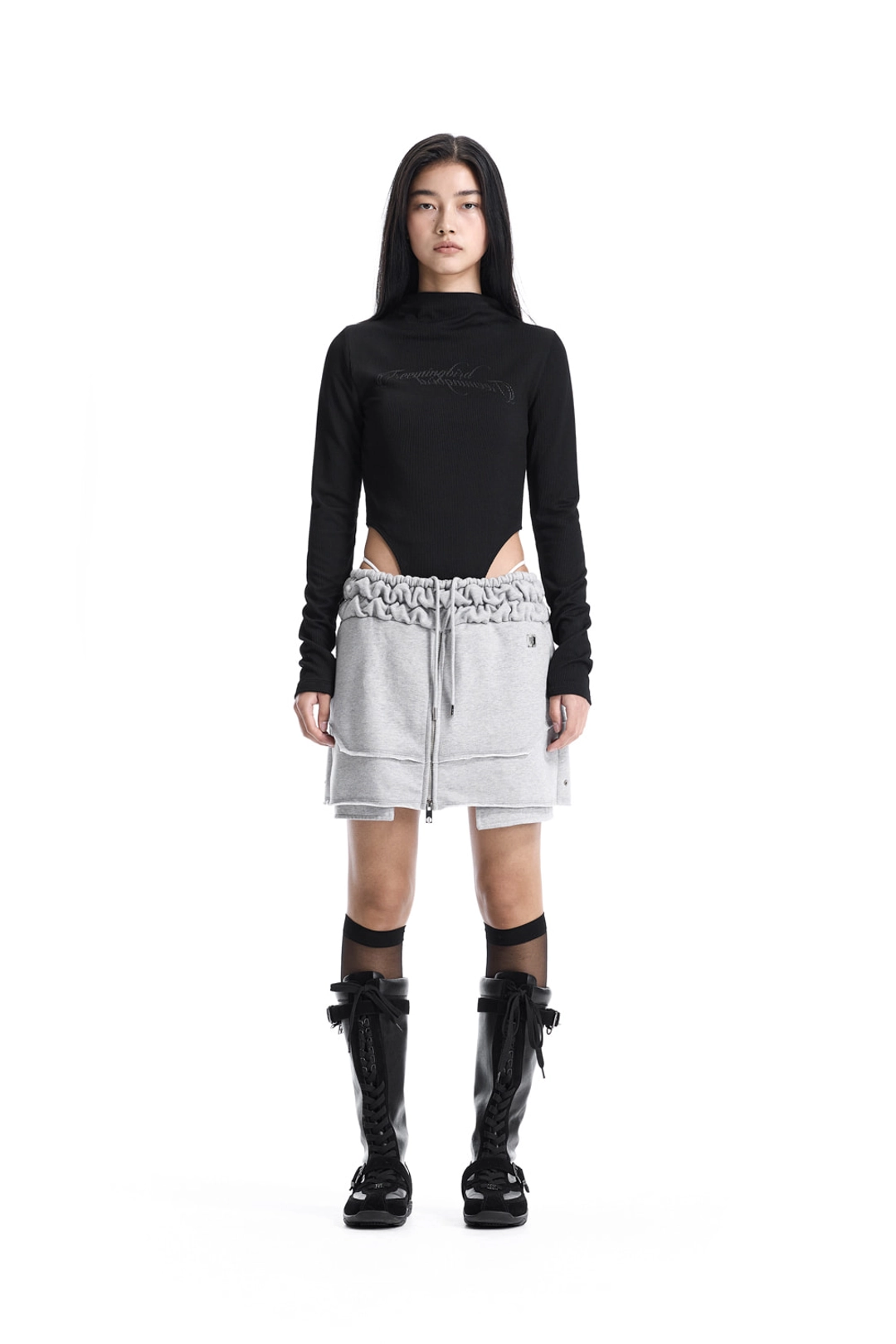 트리밍버드 Script Logo Mock Neck Bodysuit [ Black ] 상품 이미지 2