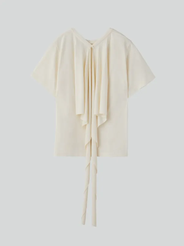 OPEN BACK SILK BLEND SCARF TOP (CREAM)