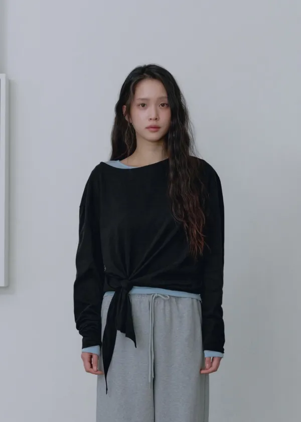 [10/7 예약배송] Knotted Long Sleeve Top_Black