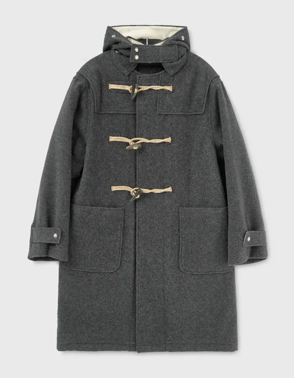 H WOOL DUFFLE COAT / Charcoal