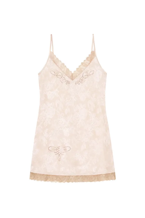 FLORAL HOTFIX MINI SLIP DRESS (LIGHT PINK)