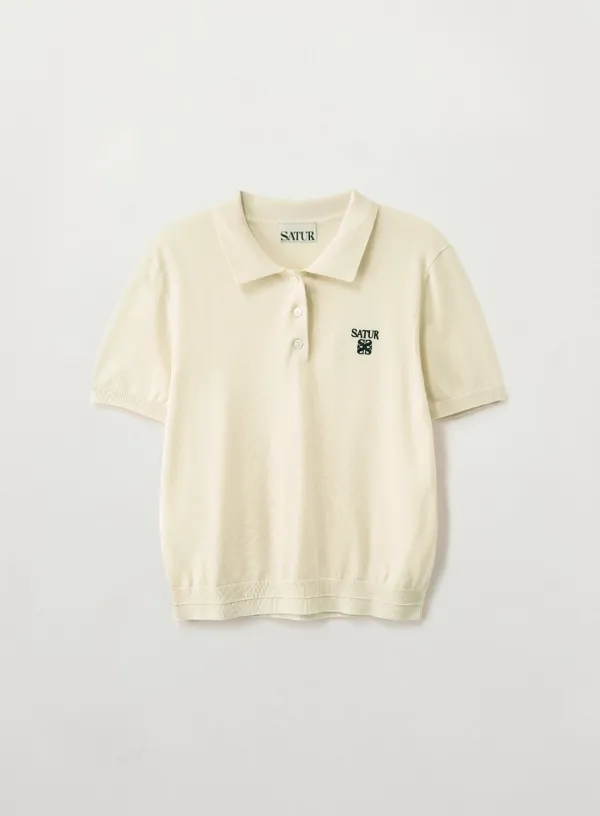 (W) Classic Collar Half Knit - Cream