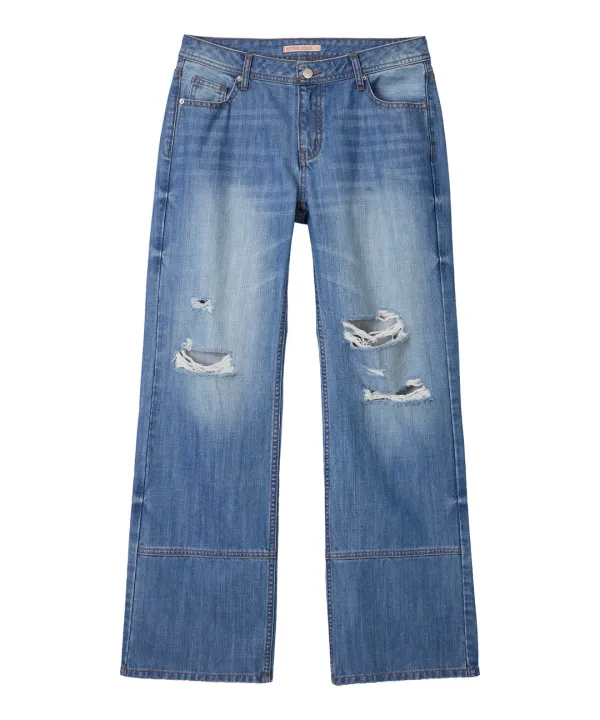 Xena Destroyed Denim Pants-Blue