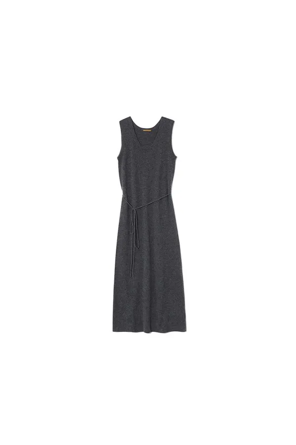 MORO CASHMERE COLUMN KNIT DRESS [GREY]