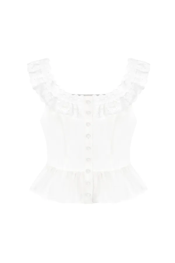 Whisper Lace Off-Shoulder Top, White