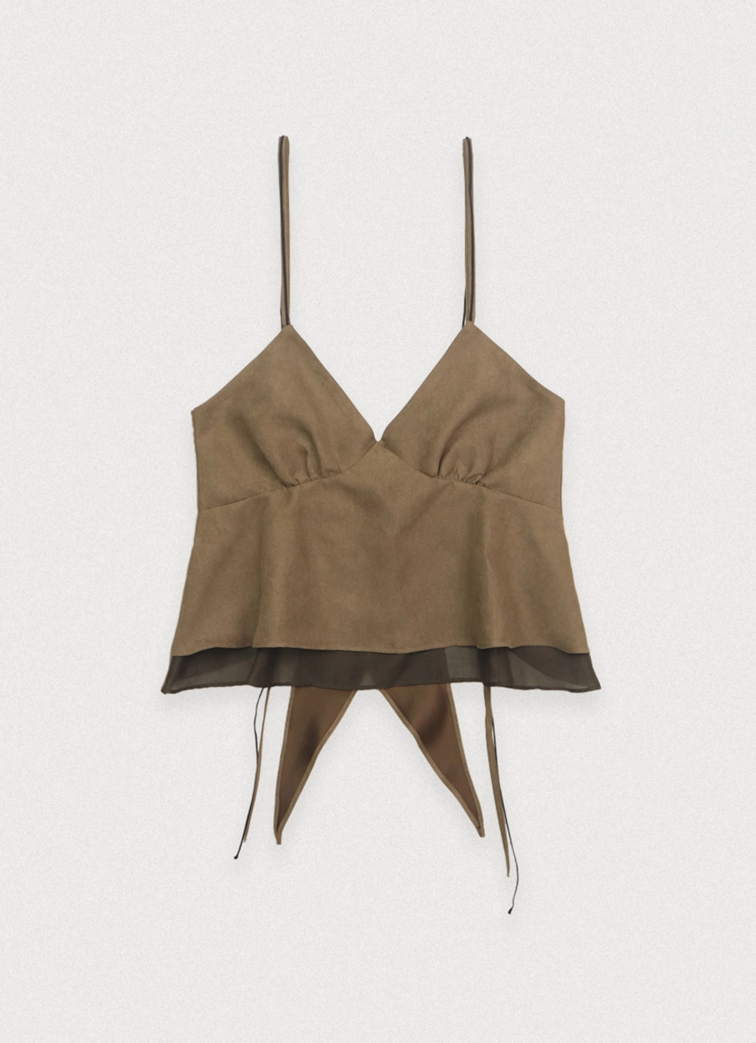 포에토 Tie suede cami blouse - khaki brown 상품 이미지 1