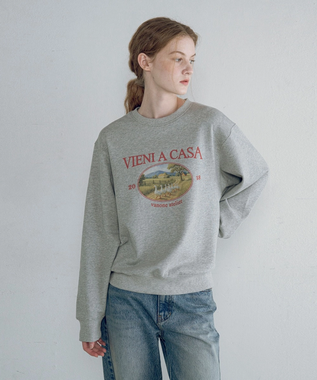 반원 아뜰리에 A3554 VIENI A CASA heritage 스웨트 셔츠_Melange gray 상품 이미지 2