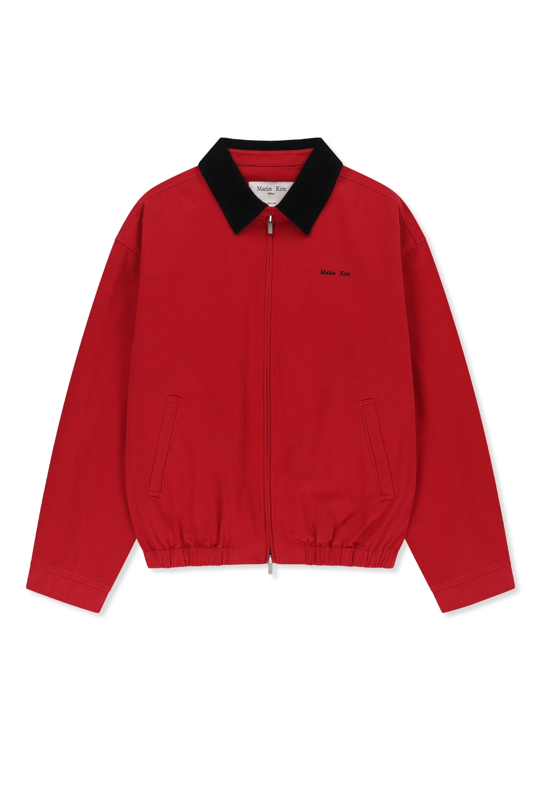 마뗑킴 CORDUROY CONTRAST TRIM BLOUSON JUMPER IN RED 상품 이미지 1