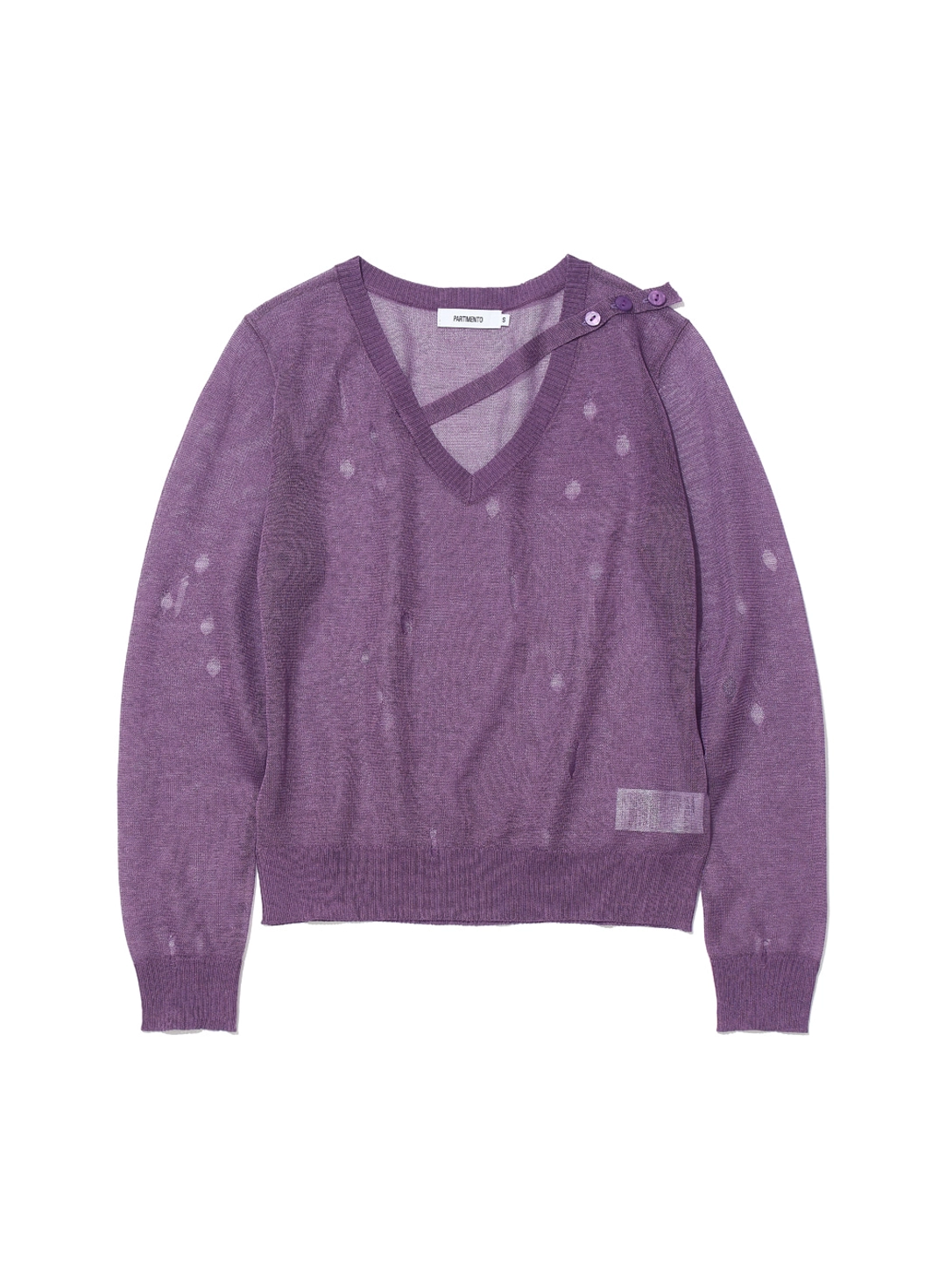 파르티멘토 [WOMEN] SHEER DISTRESSED V-NECK KNIT TOP_PURPLE 상품 이미지 1