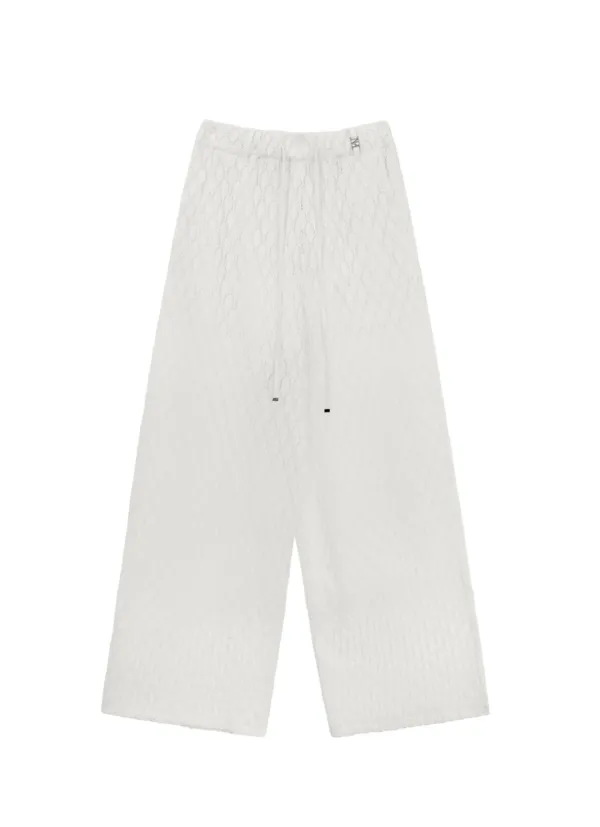 Lace Embellished Set-up Pants [ White ]