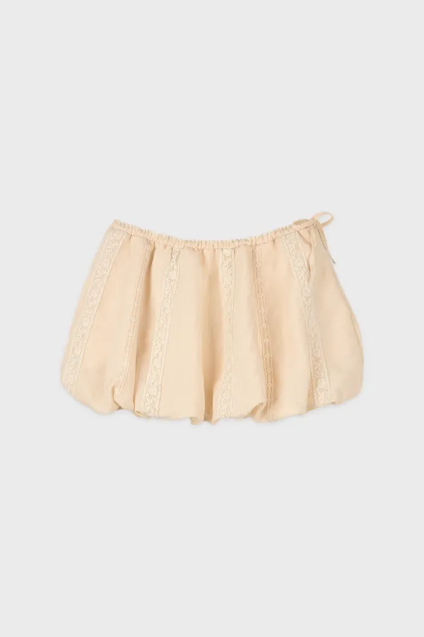 Lace Balloon Mini Skirt (Apricot)