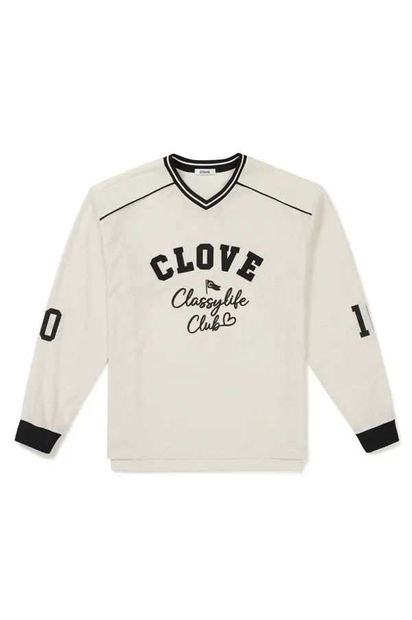 Mesh Long Sleeve Rugby Shirt (Cream)