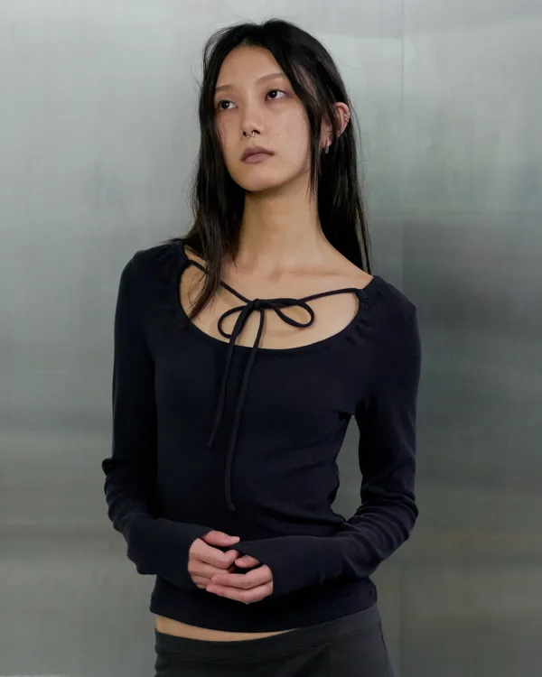 DRAW STRING T-SHIRT - CHARCOAL