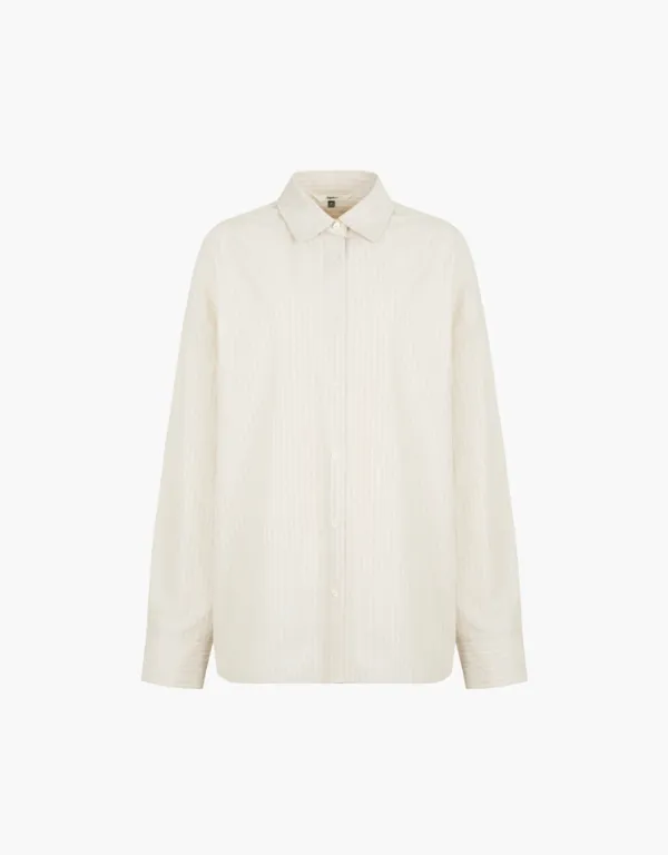 oversized stripe shirts - beige