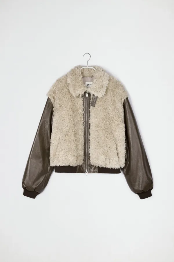 DUO FUR BOMBER - BEIGE