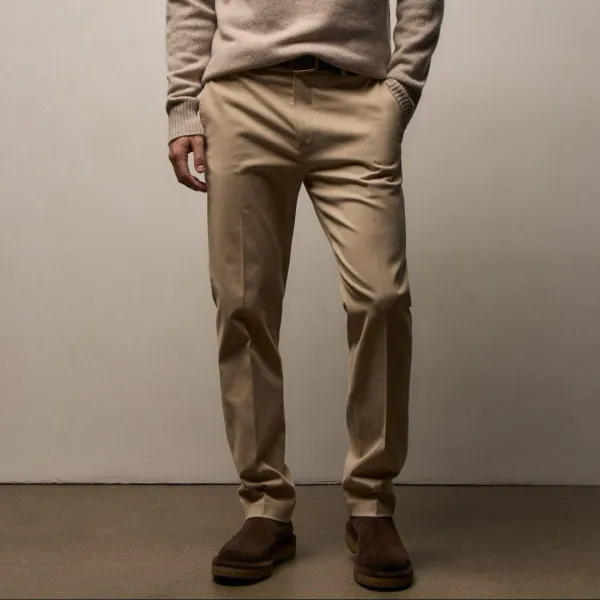 Cashmere Touch Twill Trouser - Light Khaki