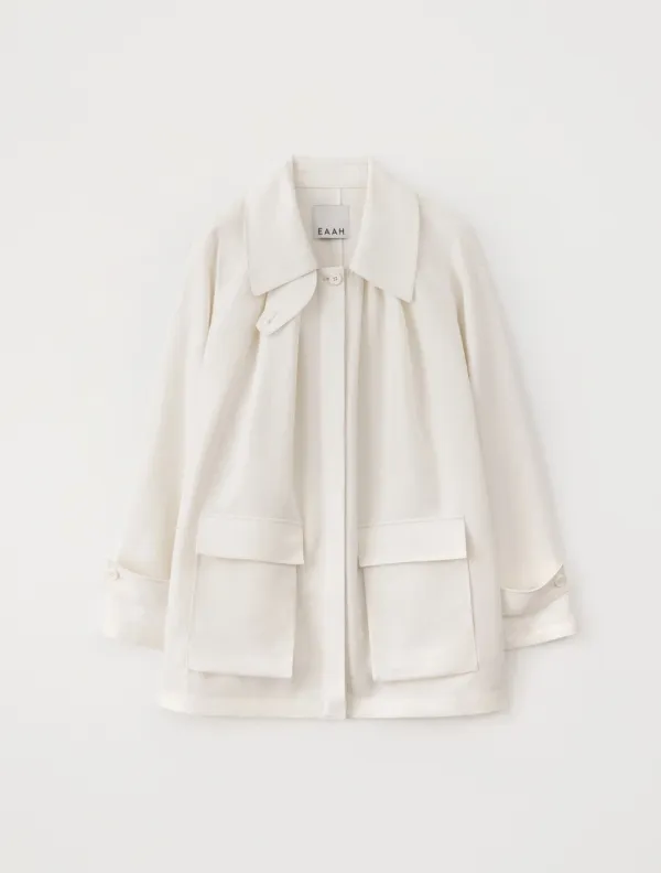 Linen Tuck Volume Jacket (White)