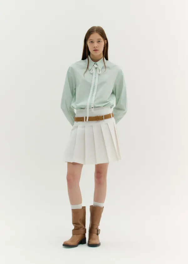 BELT POINT PLEATS SKIRT (off white) [경리 착용]