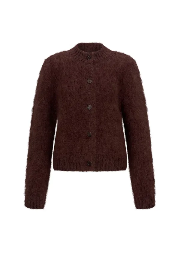 mohair bulky cardigan, brown