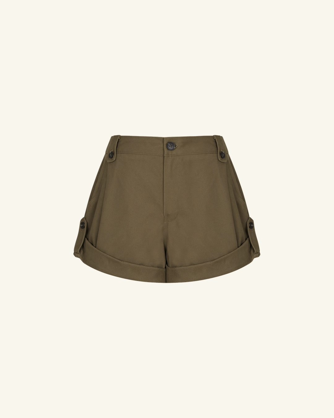 레터프롬문 [9/29 순차배송] Veila Cotton Roll-Up Shorts (Khaki Brown) 상품 이미지 1