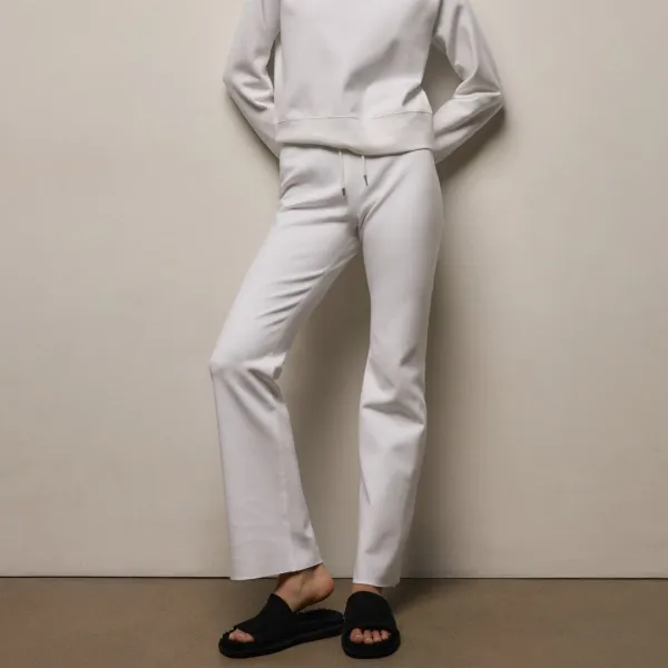 Italian Knit Wide Leg Sweatpant - White