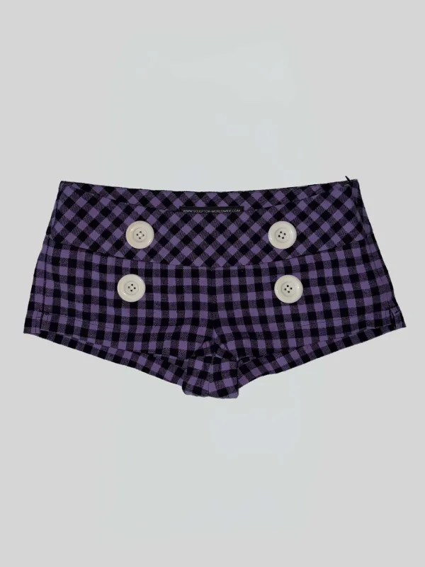 New Emo Gingham Micro Shorts Purple
