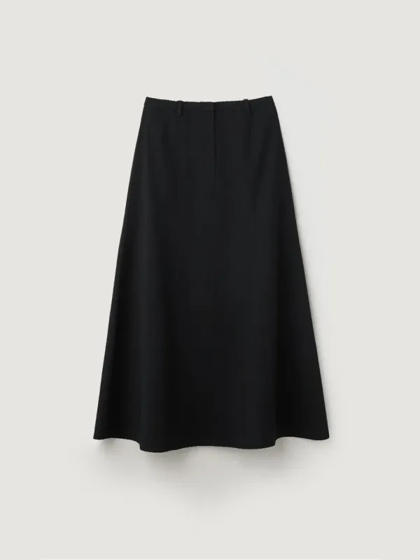 Cutting line flare skirt - Black