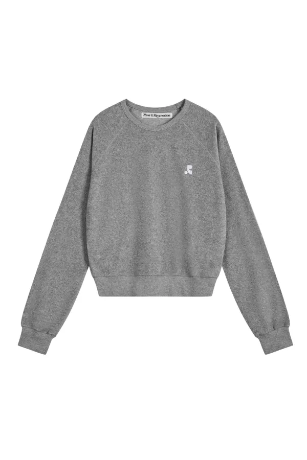 TERRY CROPPED SWEATSHIRT - GREY