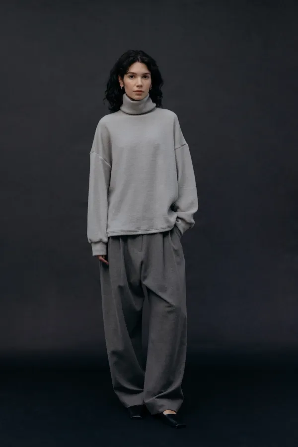 Relaxed Wool Pants (Melange Brown)