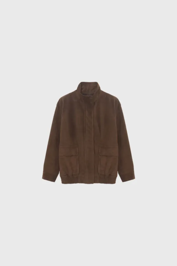 Suede high neck jumper