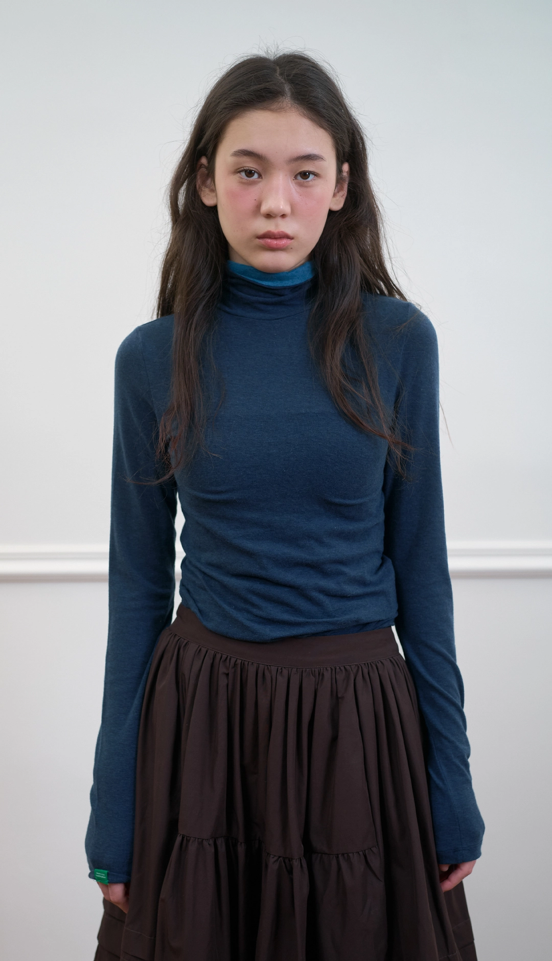 노컨텐츠 259. Colorblock Turtleneck T _ Navy 상품 이미지 2