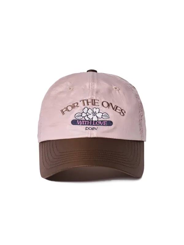 Flower Shirring Ball Cap - Pink/Brown