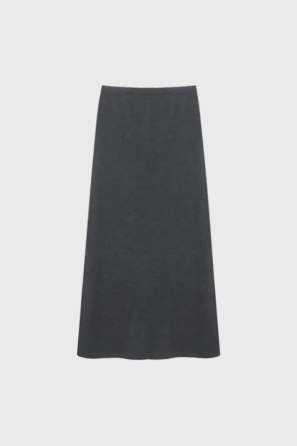Ribbed long skirt (gray)